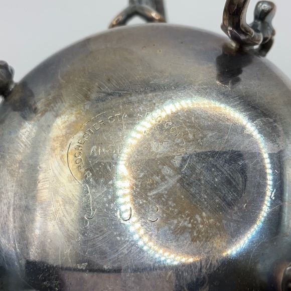 Vintage Rochester Stamping Co. Silver plated Sugar & Cream Bowl gold tone inside - Picture 6 of 7